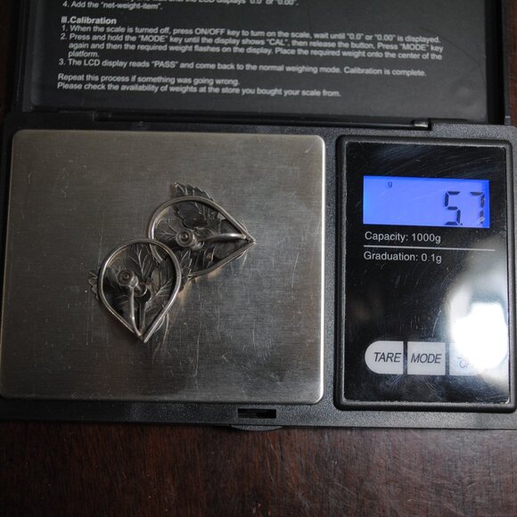 Vintage Sterling Silver & Turquoise Leaves Screw-back Earrings Native American - Picture 12 of 12